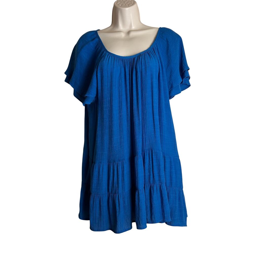Counterparts 1X Women's Blue Peasant Top